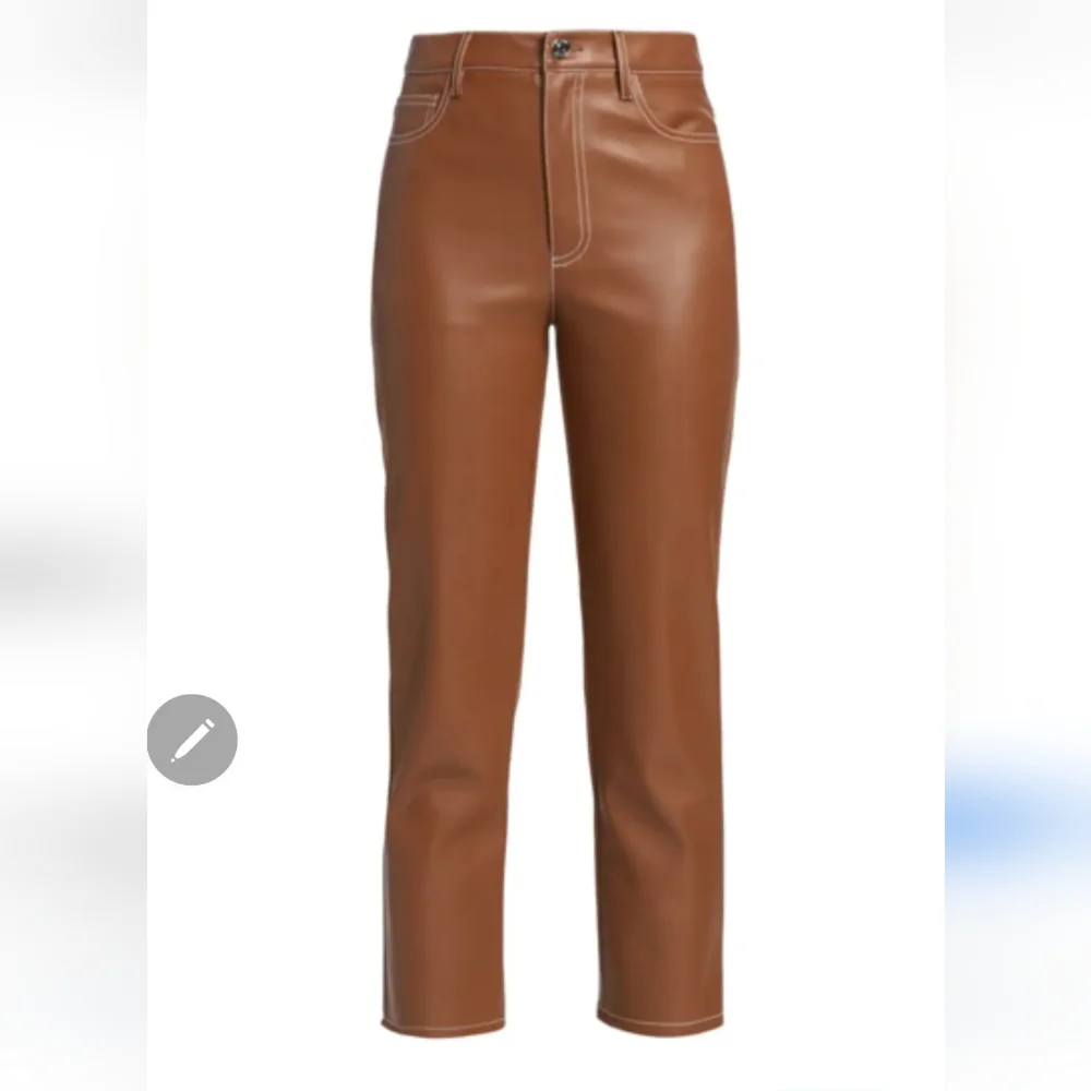 STAUD Brown Leather Pants - Picture 4 of 6